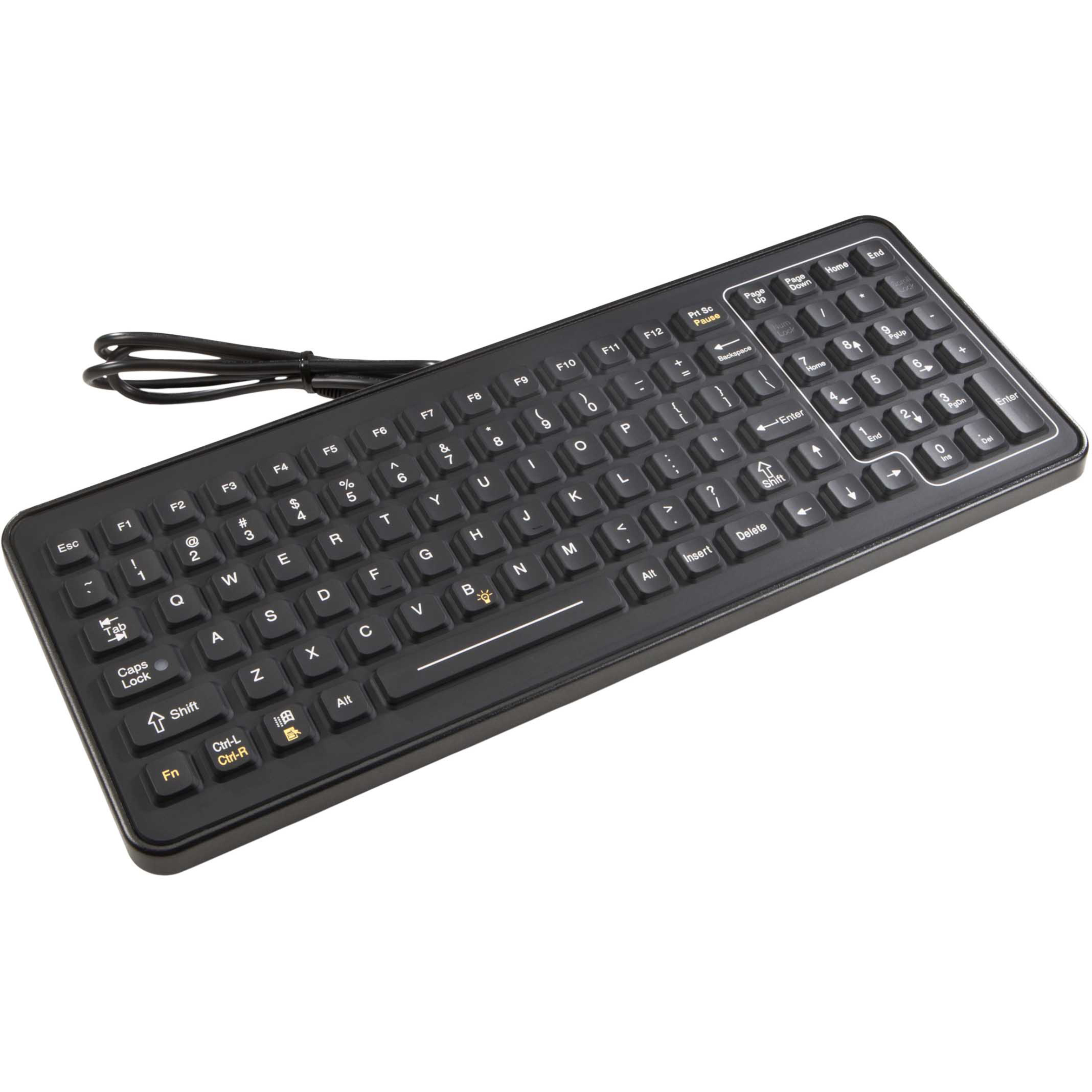 Intermec SlimKey SLK-101 Keyboard - Cable Connectivity - PS/2 Interface - 101 Key(s) - Computer - PC - Industrial Silicon Rubber Keyswitch - Black