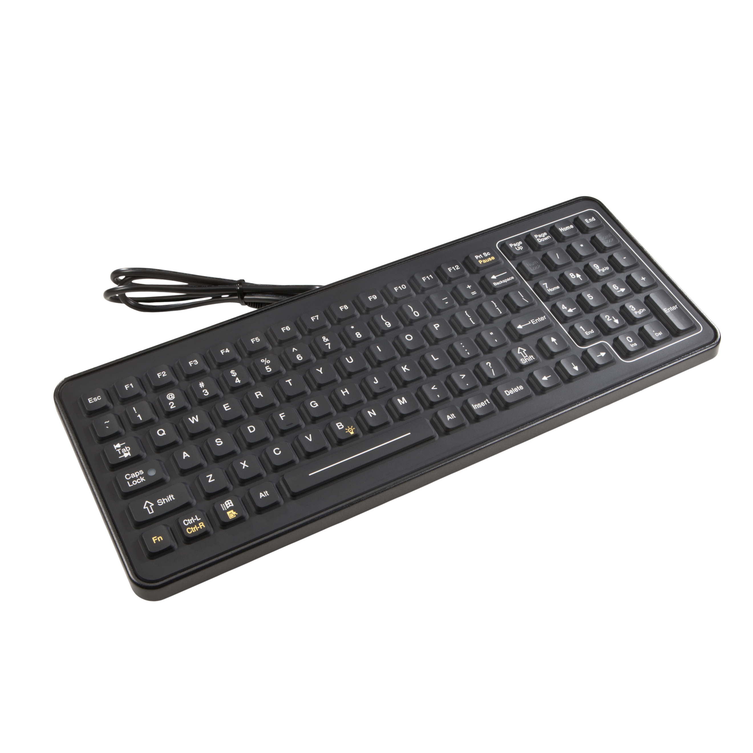 Intermec SlimKey SLK-101 Keyboard - Cable Connectivity - PS/2 Interface - 101 Key(s) - Computer - PC - Industrial Silicon Rubber Keyswitch - Black