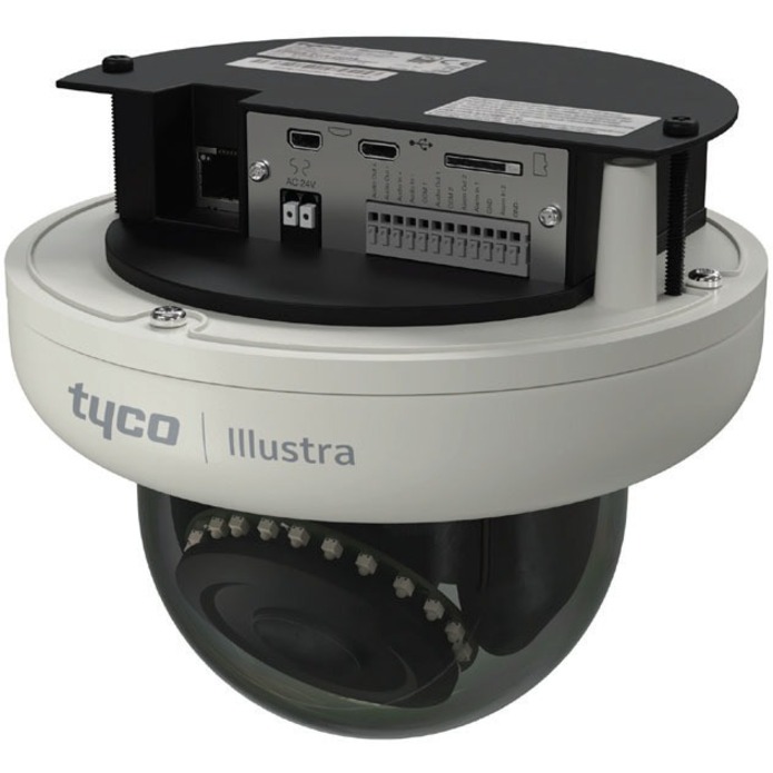 Tyco Illustra Pro IPS02-D12-OI04 2 Megapixel Indoor/Outdoor Full HD Network Camera - Color - Mini Dome - Signal White - 164.04 ft Infrared Night Vision - H.264, H.265, MJPEG, IntelliZip - 1920 x 1080 - 2.70 mm- 13.50 mm Varifocal Lens - 5x Optical - 60 fps - Sony IMX327 - HDMI - Recessed Mount - IK10 - IP66, IP67 - Vandal Resistant